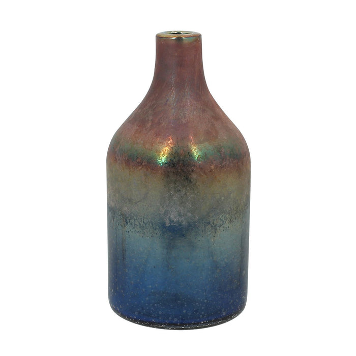 Vase en verre aux nuances bleutées et roses H 24 cm