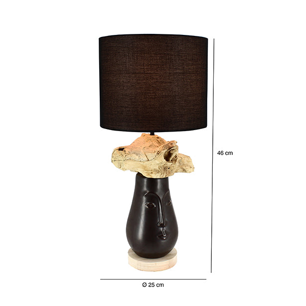 Lampe de table Tahai en céramique et bois d'acacia H 46 cm