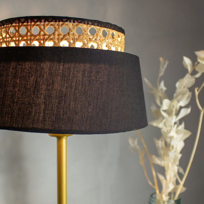 Lampe de table Avero noire et pied en métal doré H 41 cm