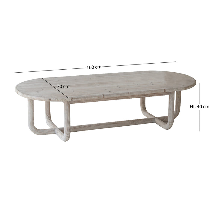 Table basse Kristen en bois de pin recyclé L 160 cm