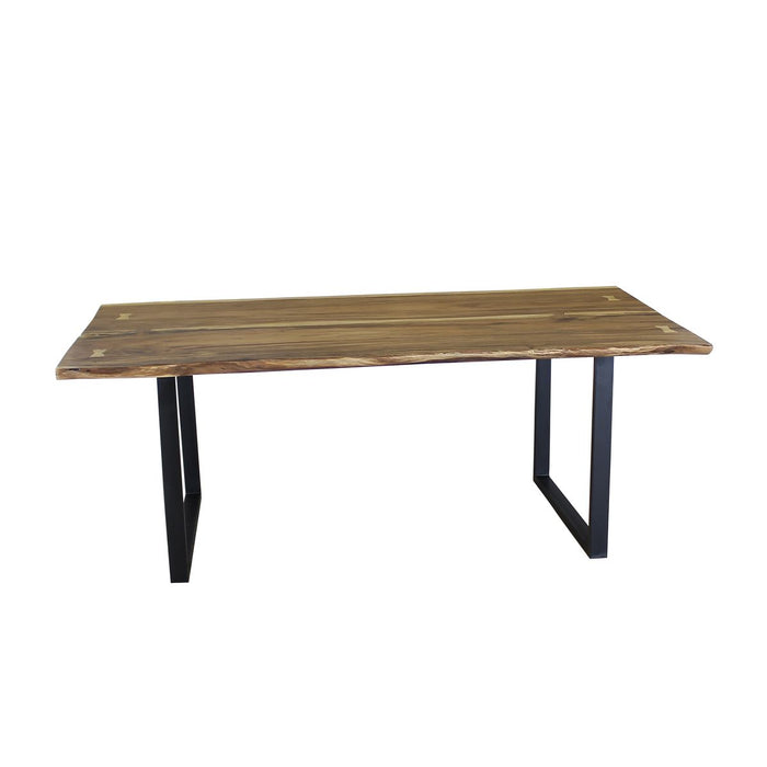 Table Calao en bois massif d'acacia avec pieds en métal noir 200 x 100 x 76 cm