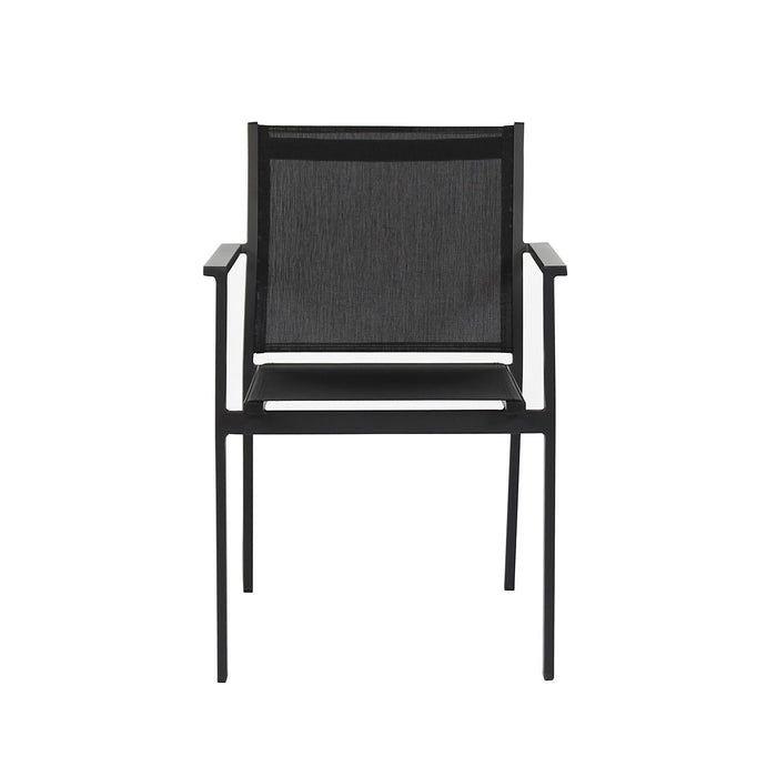 Lot de 4 fauteuils Long Island empilables en aluminium noir