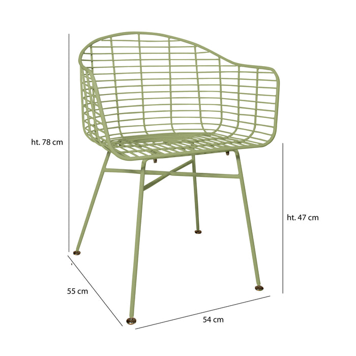Lot de 2 fauteuils de table Soho extérieur en métal vert