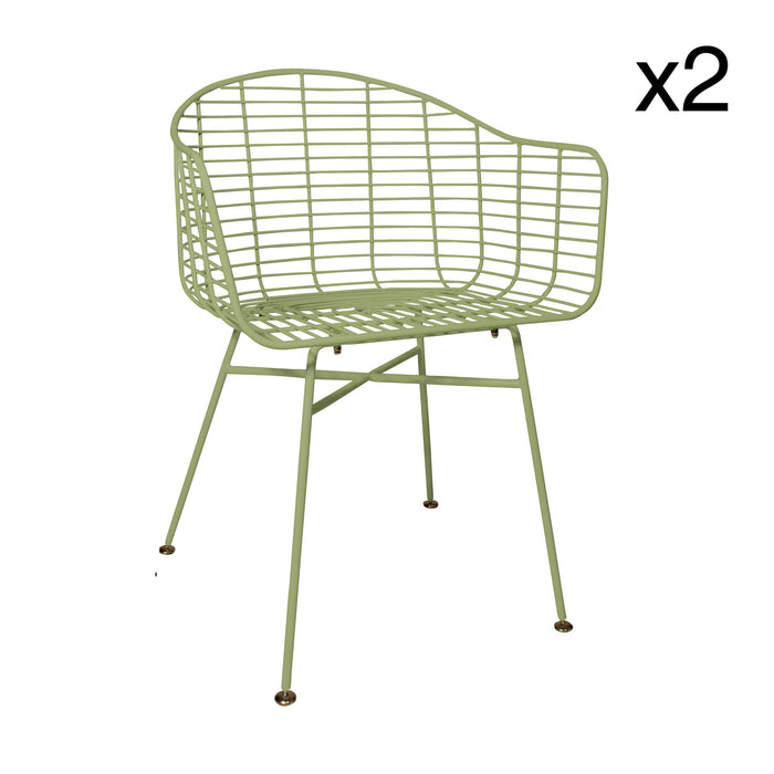 Lot de 2 fauteuils de table indoor Soho en métal vert