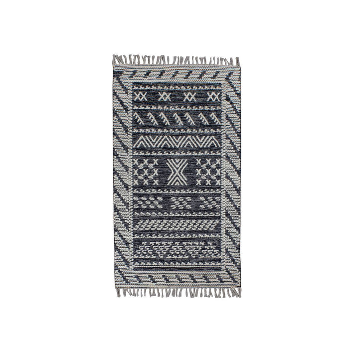 Tapis Tokat en laine et coton tissé à la main 90 x 150 cm - Noir & gris