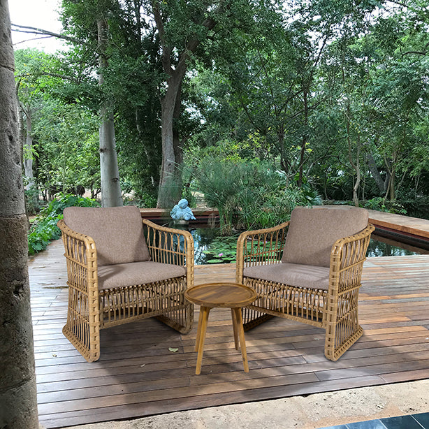 Ensemble de fauteuils et table d'appoint Zanzibar en bois d'acacia massif