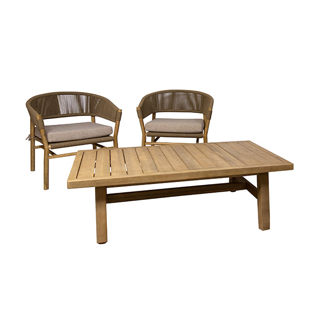 Ensemble de fauteuils et table d'appoint Panama en bois d'acacia massif