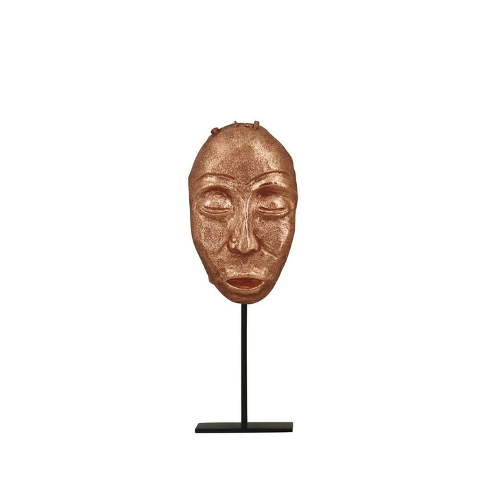 Statue masque Gouro couleur bronze H 32 cm