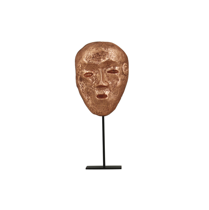 Statue masque Kran couleur bronze H 37 cm