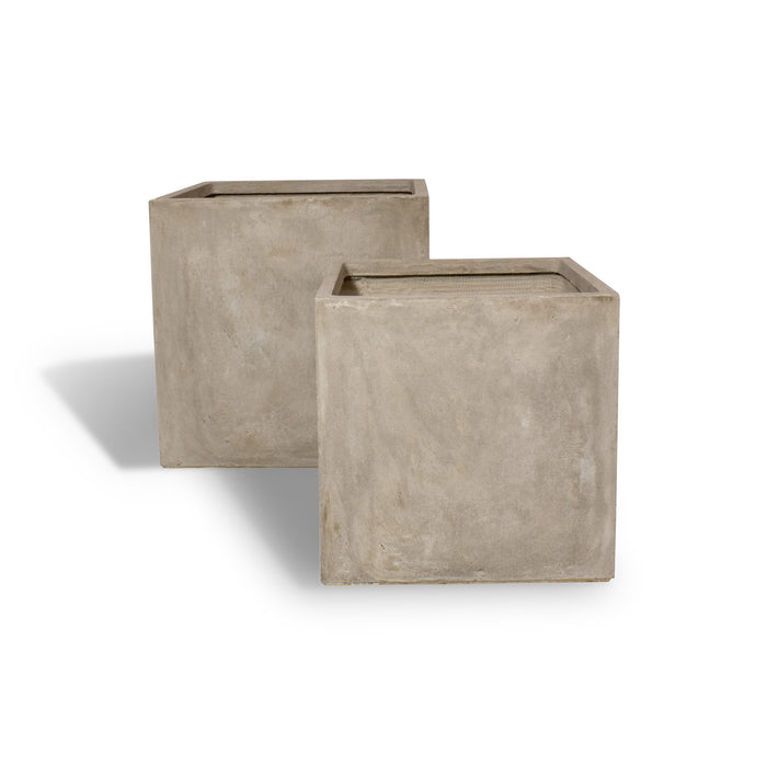 FARO - Lot de 2 pots forme carré en fibre d'argile