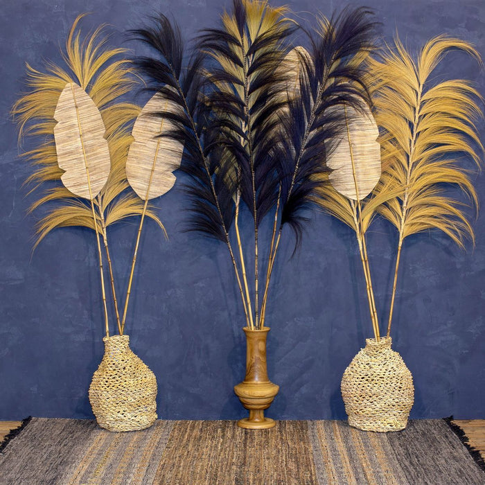 Set de 3 décorations Koh Rang en fibres végétales noires H 200 - 220 cm