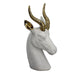 Vase tête de springbok blanc mat et or