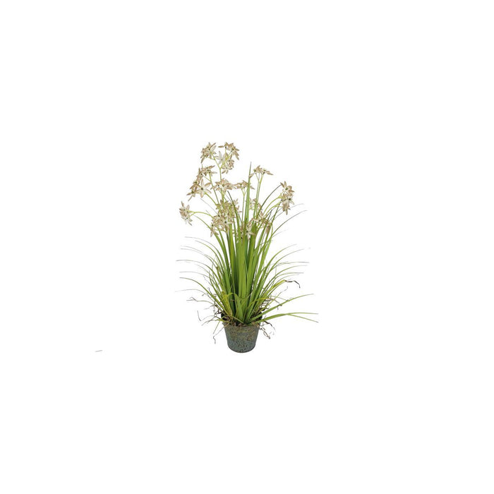 Allium de Naples artificiel fleurs beige et pot zinc H78cm