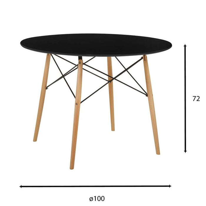 Table Zak en bois avec plateau noir D100cm